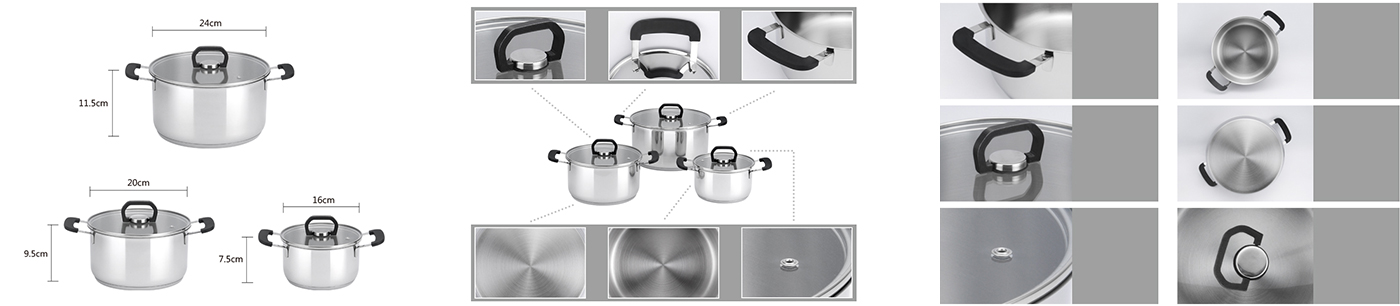 SmartNest Premier Space-Saving Stainless Steel Pots and Pans, 4-Piece Cookware Set