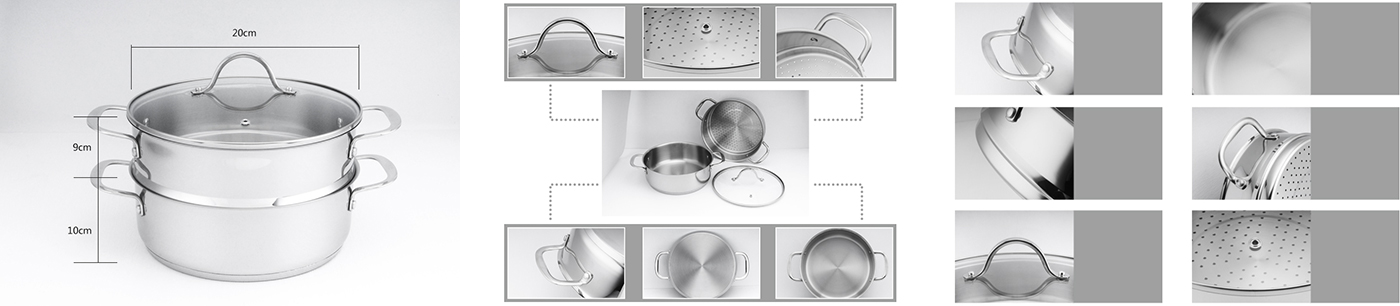 Stainless Steel 3 Piece Steamer Cookware Set