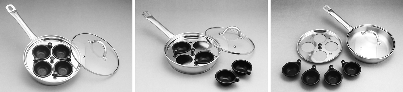 Stainless Steel Poached Egg Maker with 4 Poached Egg Cups