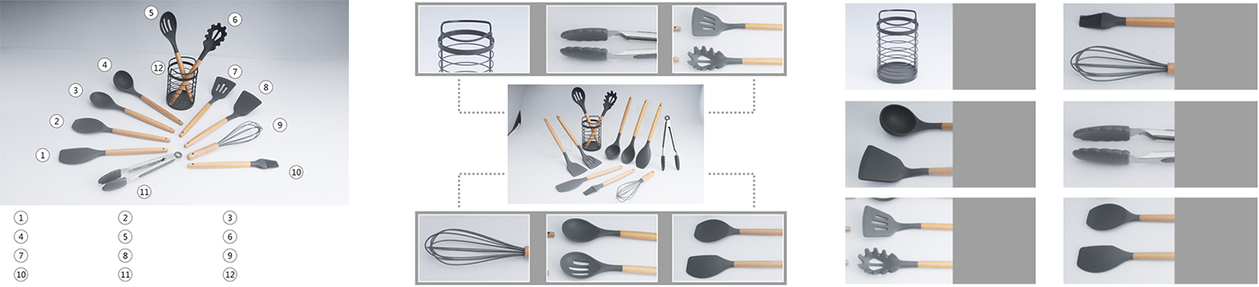 Silicon Kitchen Tools Set with Wooden Handle