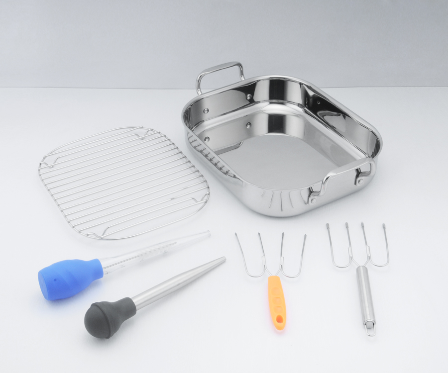 Stainless Steel Roaster Tray with BBQ Tools