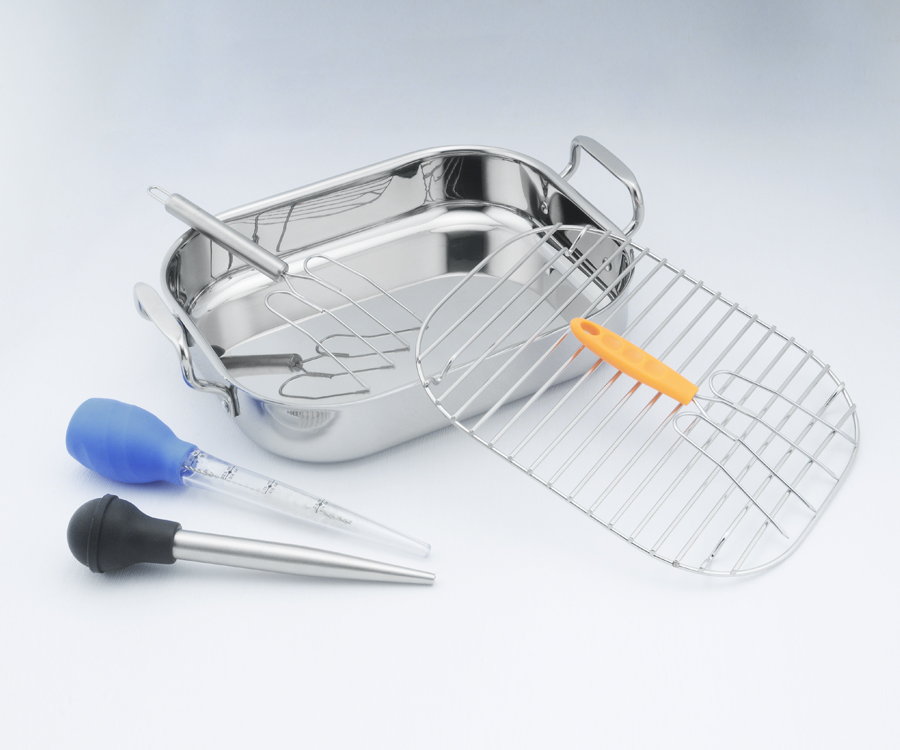 Stainless Steel Roaster Tray with BBQ Tools