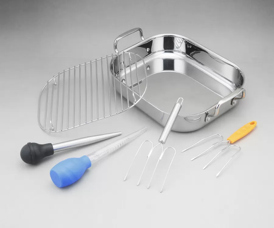 Stainless Steel Roaster Tray with BBQ Tools