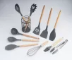Silicon Kitchen Tools Set with wooden handle