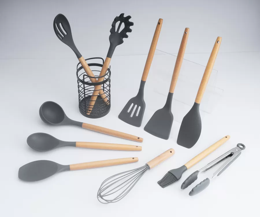 Silicon Kitchen Tools Set with wooden handle